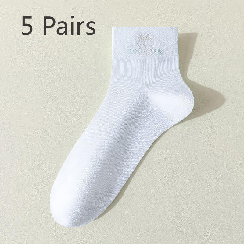 5 Paar Dünne Atmungsaktive Schweißabsorbierende 7A Antibakterielle Geruchshemmende Reine Baumwolle Röhrensocken für Damen, Frühling und Sommer