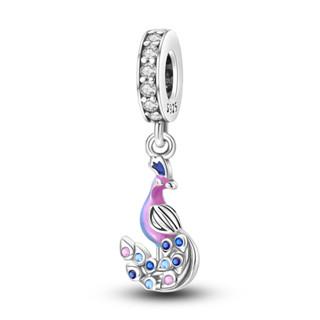 Copper Metal Blue Series Dragonfly Butterfly Bird Pansy Flower Pendant Bead Component Charm Bead Component Compatible With 4MM hole diameter Bracelet