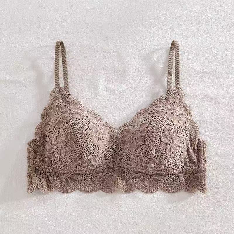 Spring and Summer New Lace French Women's Bra, No Empty Cup, No Steel Ring, Sexy Back Inside