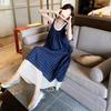 Blue Plaid Sleeveless Dress Literary Style Mori Retro Small Fresh Vacation Suspender Vest Long Dress
