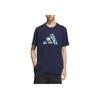 Adidas Camo Logo T-Shirt Comfortable Fashion Simple Versatile Solid Color Short Sleeve T-Shirt Men Tops Deep-Indigo KC3371