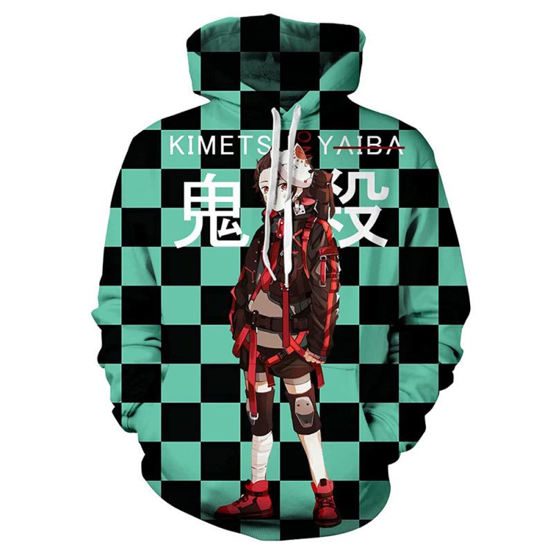 Cross Border Spot Japanese Anime Ghost Slayer Blade 3D Printed Hoodie for Men in Europe and America with Hat Loose Fit Pullover 3D Digital