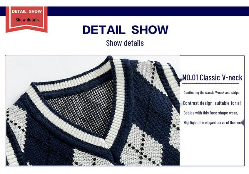British Style Autumn/Winter Knit Vest for Primary and Secondary School Students
