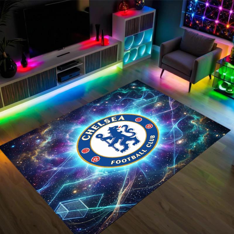 Tappeto in Velluto di Cristallo Design Chelsea FC Accogliente Non?Tappeto Stampato Antiscivolo per Camera da Letto Soggiorno Ingresso