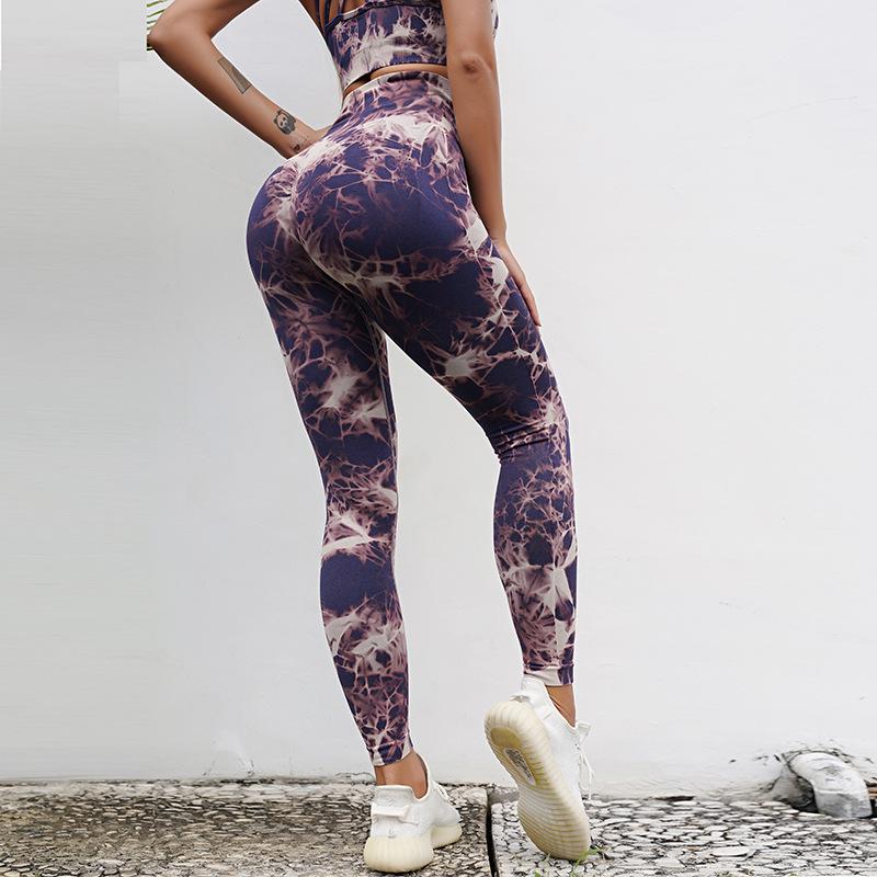 European & American Tie-Dye Seamless High-Waist Tummy Control Yoga Set