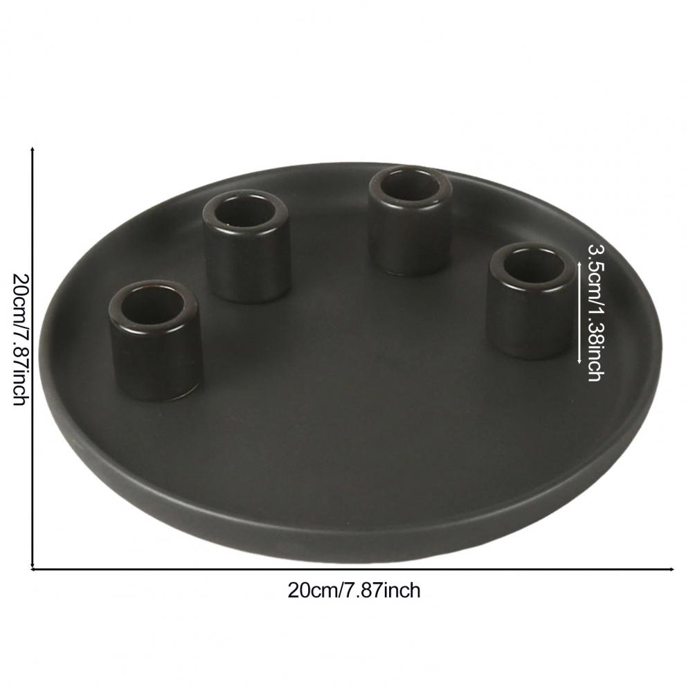 Ceramics Advent Candle Holder Matte Black White Taper Candle Tray 4 Candlestick Seats Dining Table Decoration