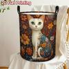 1pc Foldable Laundry Basket with Cat-Themed - Stylish Kitten Pattern Collapsible Hamper Suitable for Home,, Dorm - Space-Saving Polyester Storage with