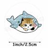 500 Cartoon Shark Cat Stickers, Round Self-Adhesive Labels On Roll