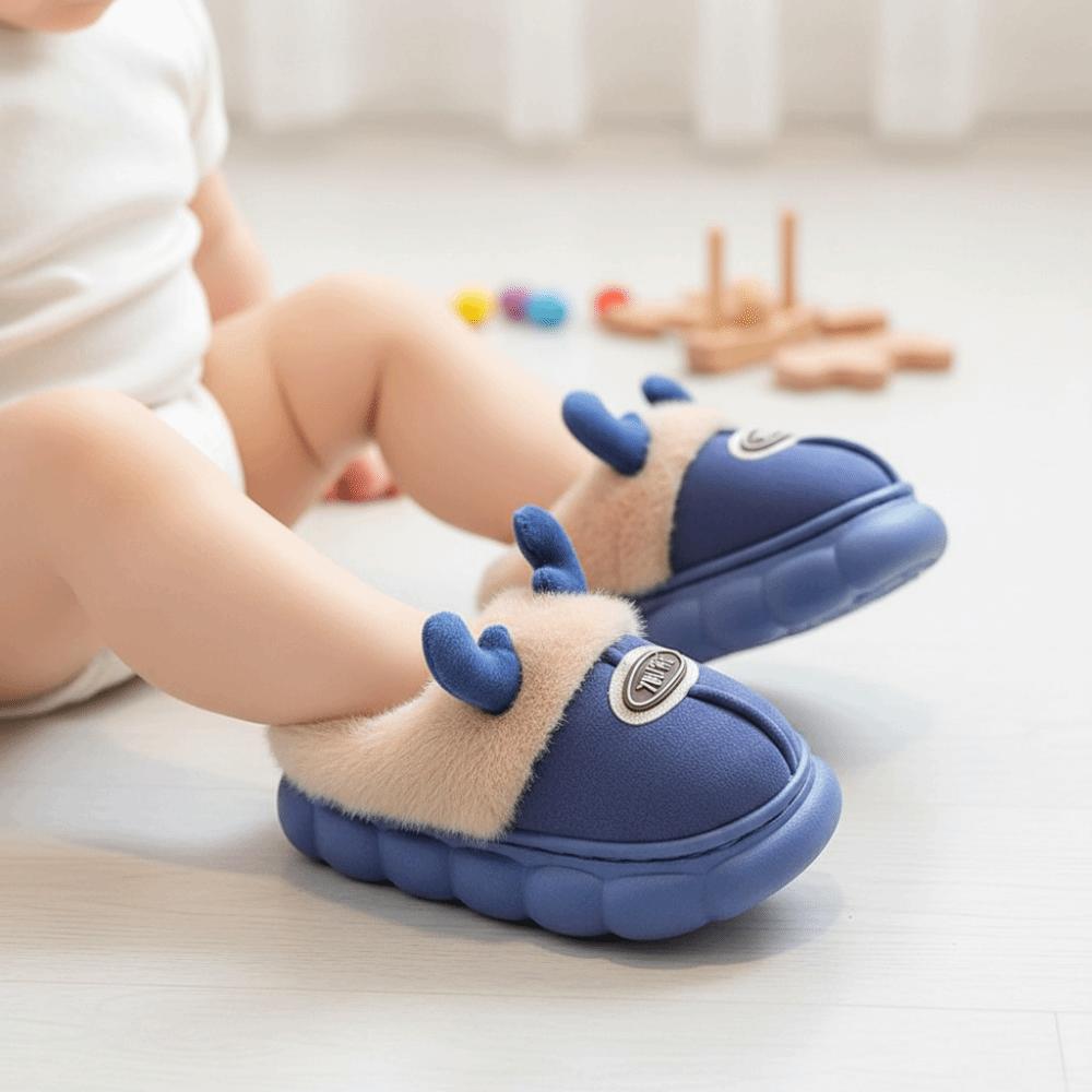 Thick Fleece Cute Antler Slides Waterproof Upper Toddler Cotton Shoes Holiday Gift