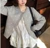 Women's Korean Polka Dot Knit Cardigan - Blue, Spring/Autumn