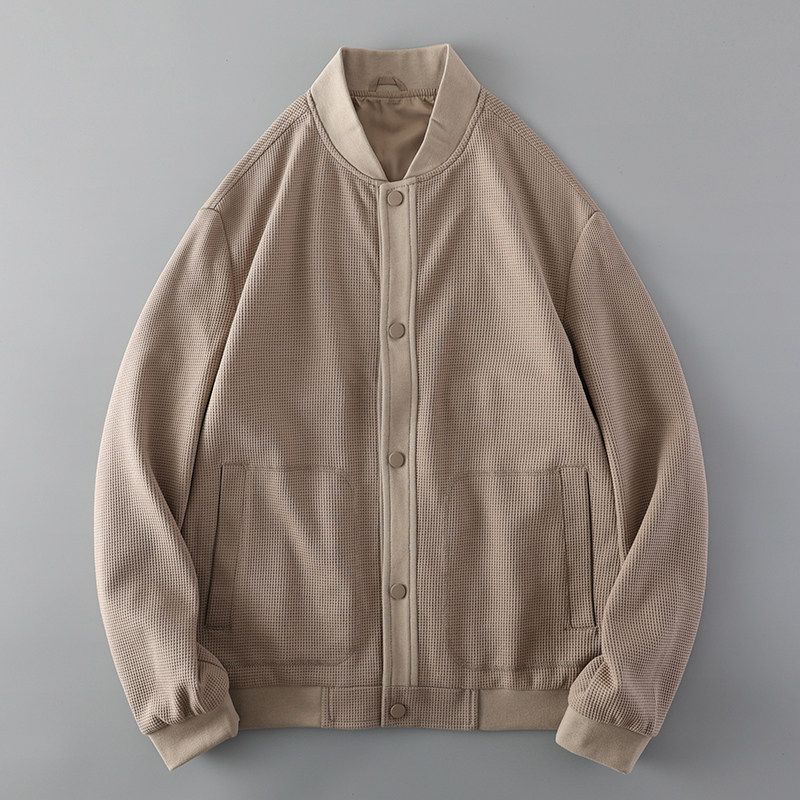 American Retro Amekaji Heavy Weight Fashion Brand All-Matching Waffle Outwear Men's Baseball Uniform Export Original Tail Order Jacket