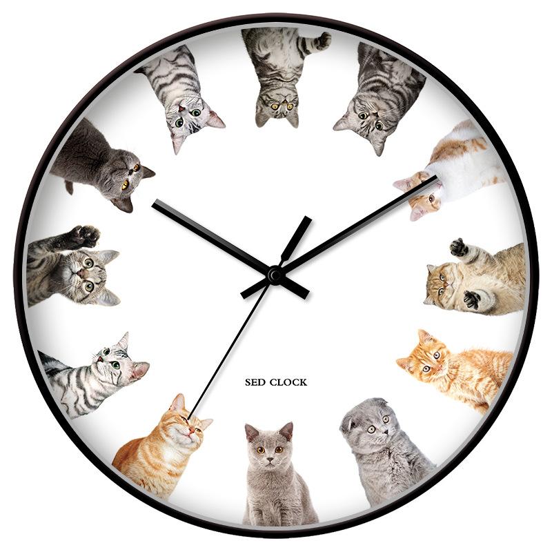 Katzenuhr Wohnzimmerdekoration Wanduhr Personalisierte Kreative Einfache Wanduhr