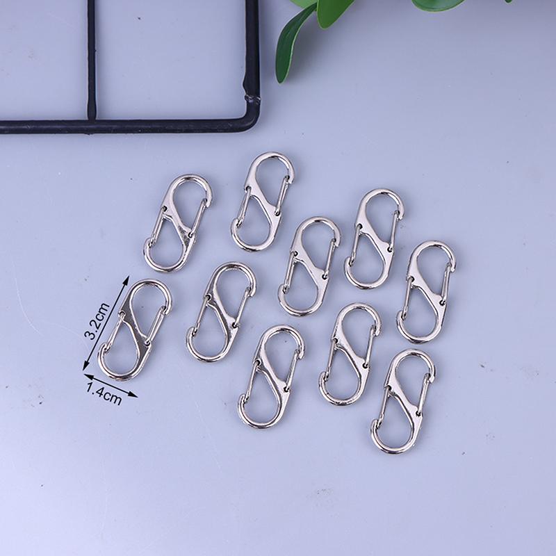 10Pcs S Hooks Eco-Friendly Metal Key Clip Camping Secure Backpacks Fastener Carabiner Keychain Stable Wilderness Survival Tools
