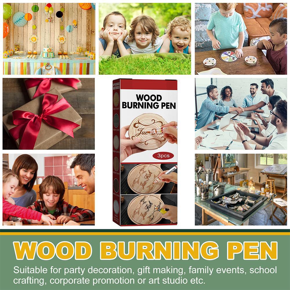Pyrography Pen Set 3pcs Wood Burning Kit DIY Wood Marking Tool Wood Carving Pen Wood Burning Art Craft Tools Kids Gifts