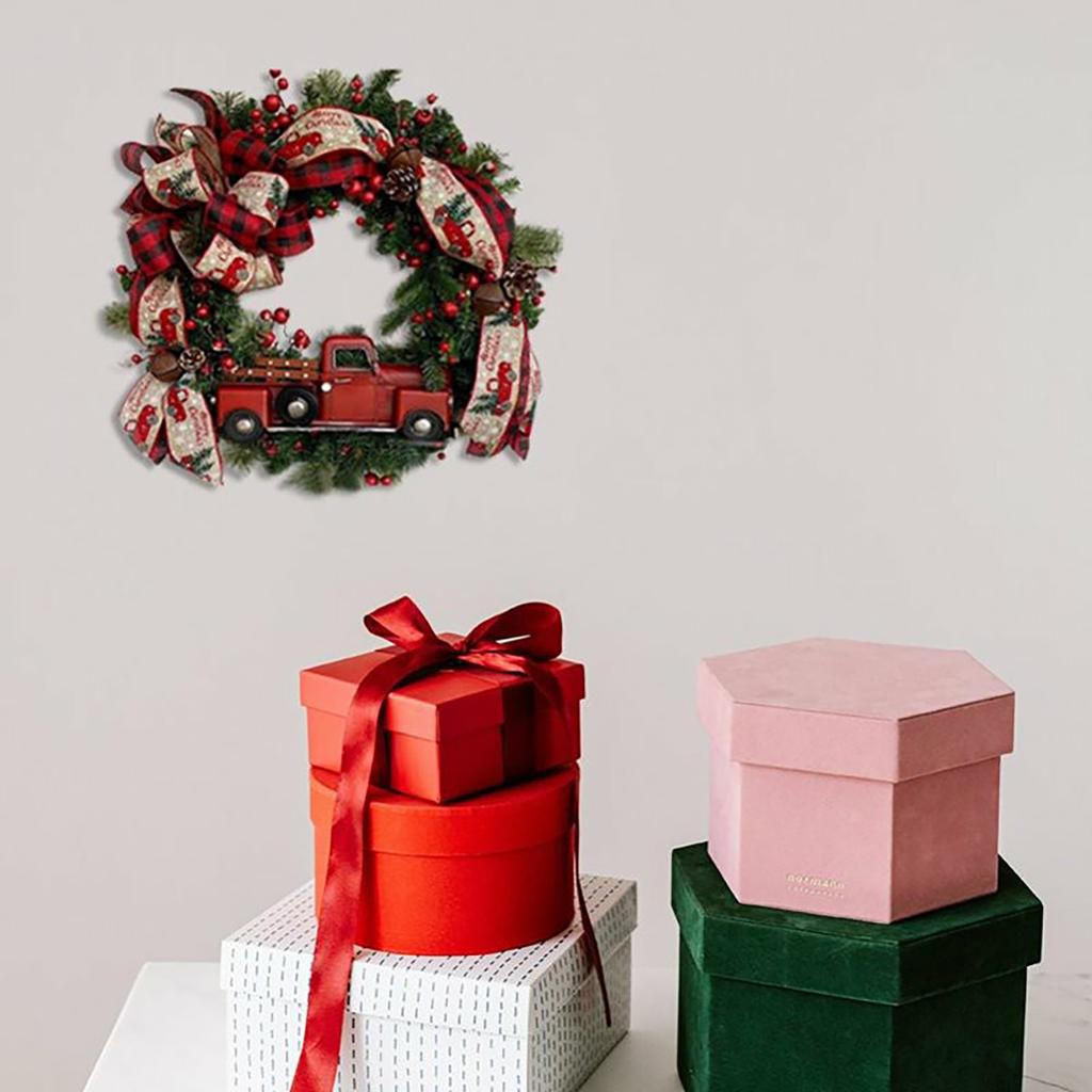 Super Świąteczny Sztuczny Wieniec Bożonarodzeniowy, Dekoracje Wieńców na Drzwi Wejściowe do Domu, na Imprezę, Święta, Święto Dziękczynienia, Dekoracje Świąteczne - Zielony/Czerwony