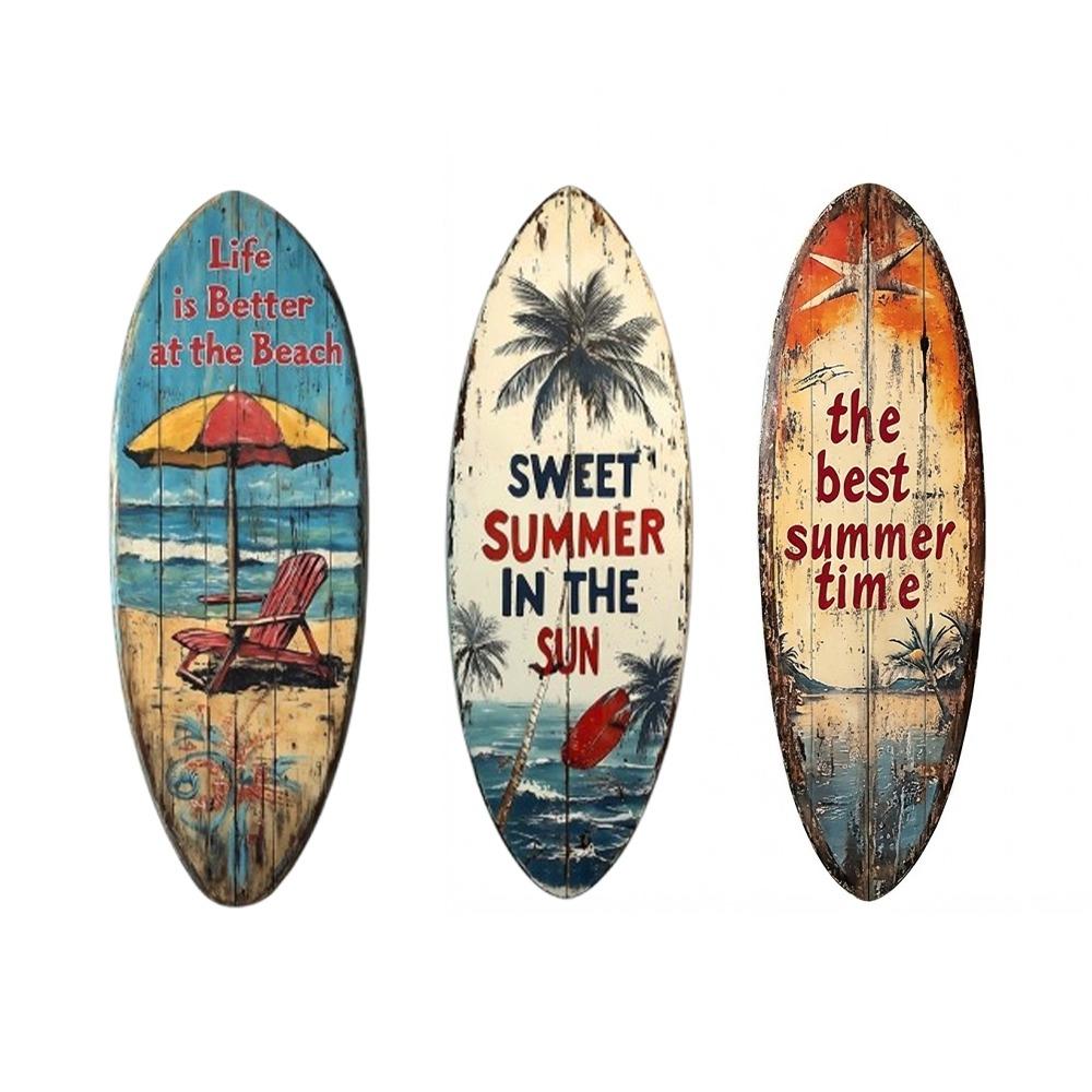 Summer Wooden Surfboards Wall Decor Colorful Surfboard Sign Ornament Festival Decor