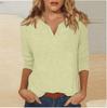 2025 Women's V-Neck 7-Point Sleeve Solid Color T-Shirt