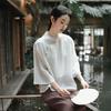 New Chinese Women's Clothing, Spring and Summer New Tencel Ramie Top Women's Chinese Style Retro Diagonal Placket Button T-shirt Women