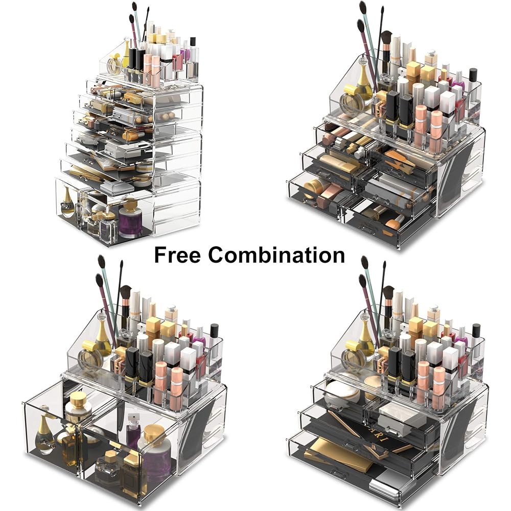 Readaeer Large Capacity Clear Makeup Storage Box 4-Tier Cosmetic Organizer Case