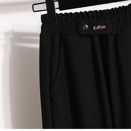 DIMANAF 2023 Plus Size Long Pants Women Elastic Loose High Waist Vintage Solid Cotton Loose Casual Female Basic Trousers Harem Pants Wide Leg Pants
