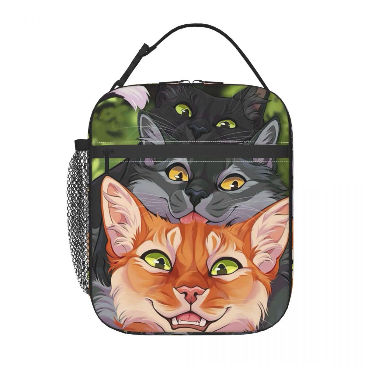 Warrior Cats Geïsoleerde Lunchtas voor Dames Kinderen Lekkend Bewaarbakjes Thermische Lunchbox Tote One Size