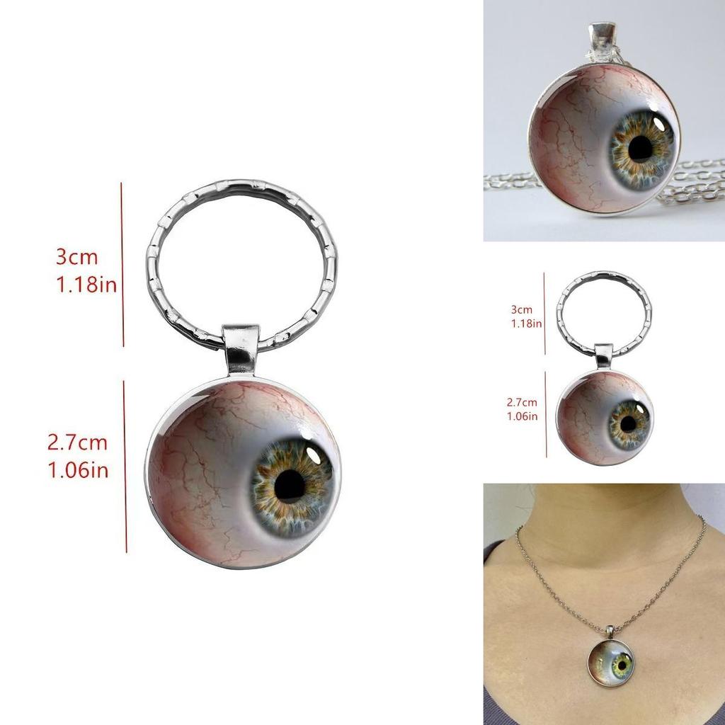 Bloodshot Eye 2d Flat Pattern Glass Pendant Keychain And Necklace For Gift Giving
