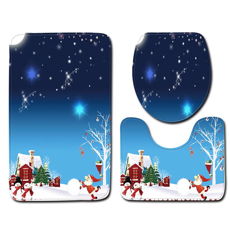 Santa Toilet Three-Piece Floor Mat Doormat Bathroom Carpet