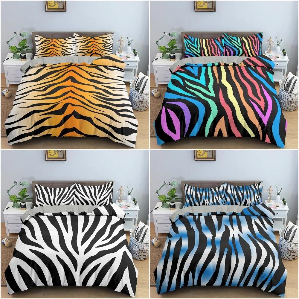 Tierfell Streifen Bequem Bettdecke Bettbezug Kissenbezug Bettwäscheset Kinder Schlafzimmer Dekoration Heimtextilien