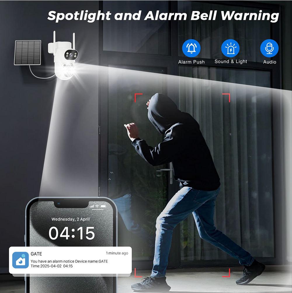 Yoosee AOV4G Solar-Powered HD Night Vision Camera with 24/7 Recording and Smart AI Monitoring