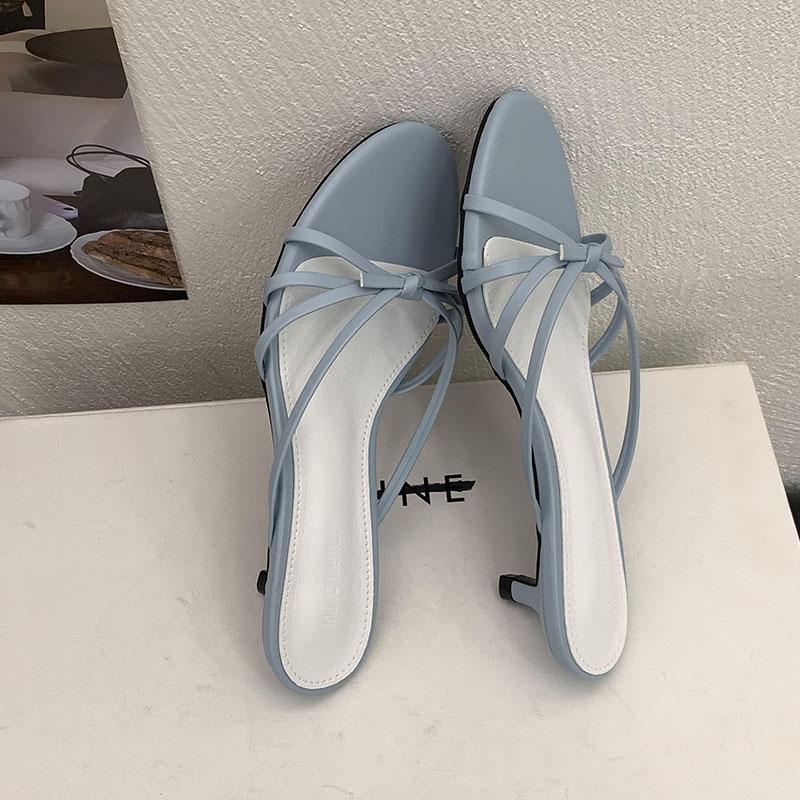 Fashion New 2025 Fashion Butterfly-Knot Ladies Low Heel Slippers Shoes Round Toe Women Heeled Slippers Shoes Female Slides Sandals Pumps
