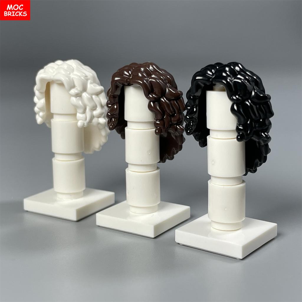 10pcs MOC Bricks 4cm Figure Wear Woman Female Curly Hairs Princess Hair Assembled Building Blocks Accessories Children's Toy
