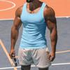 Mens Solid Color I Shaped Fitness Sports Gym Tank Top