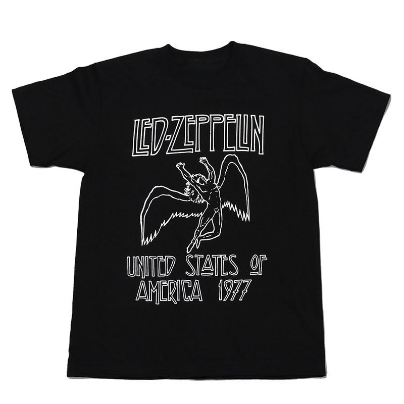 T-shirt Rock Band Led Zeppelin 100% Cotone Maglietta Grafica Uomo Donna Estate Streetwear Top