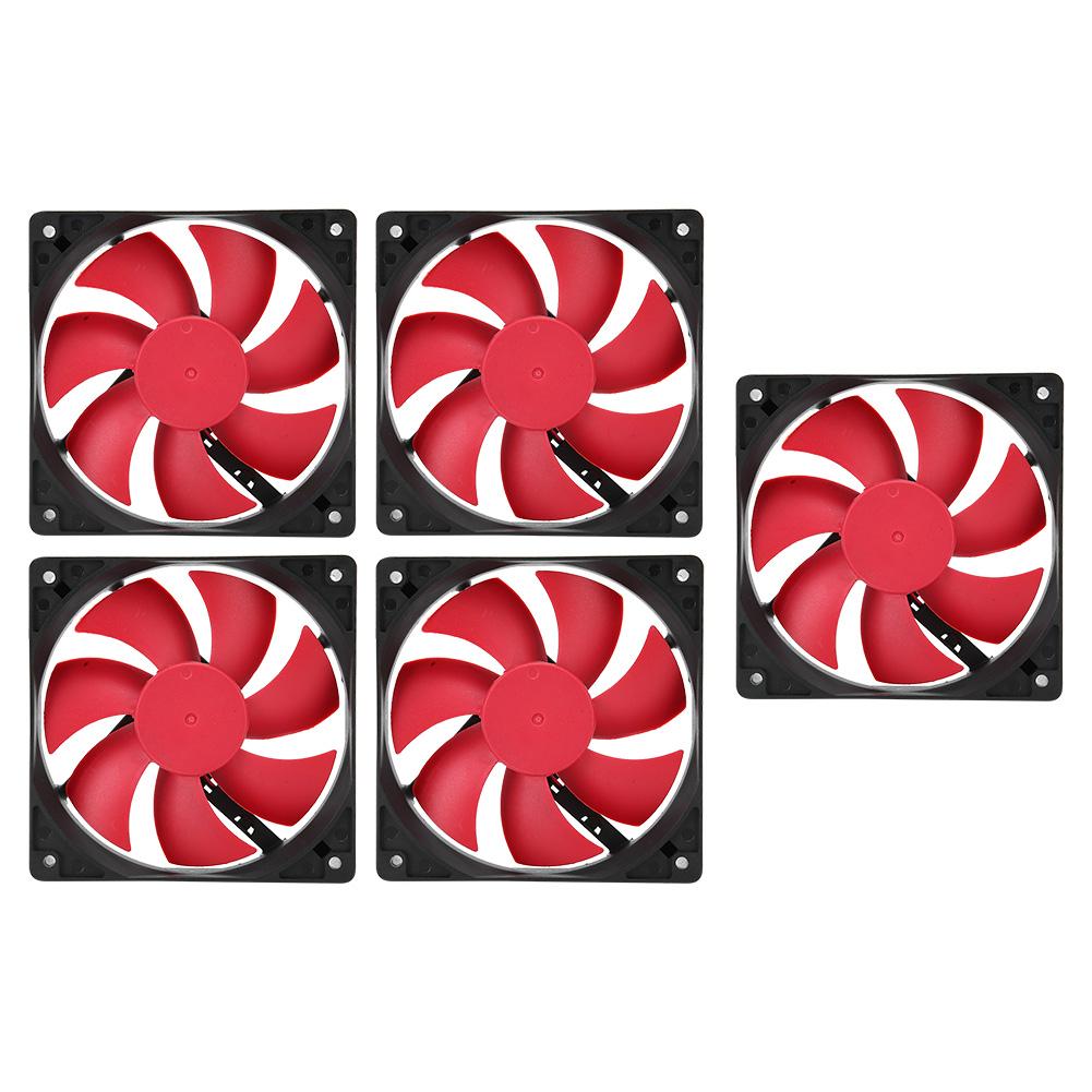 5Pcs Computer Power Cooling Fan Power Supply Cooler LED PC Chassis Fan Heat Sink 12V 12cm