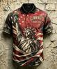 Patriotic Vintage Eagle Flag Short Sleeve Polo, Men's Stylish Casual Top
