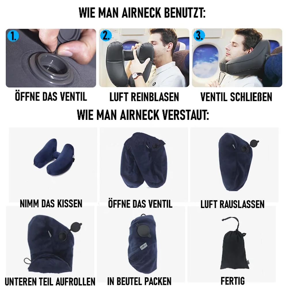 AIRNECK Nackenhörnchen Nacken Kissen Reise Flugzeug Auto Reisekissen mit Kopfstü