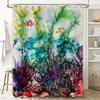 Colorful Coral Reef Shower Curtain Waterproof Fabric Decorative Bath Room Hanging Set for Home Decoration in Multicolored Waterc