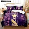 Conjunto de Cama Anime 3D Dark Gathering Capa de Edredom Conjunto de Cama Capa de Colcha Fronha Edredom Tamanho King Queen Meninos Adultos Conjunto de Cama