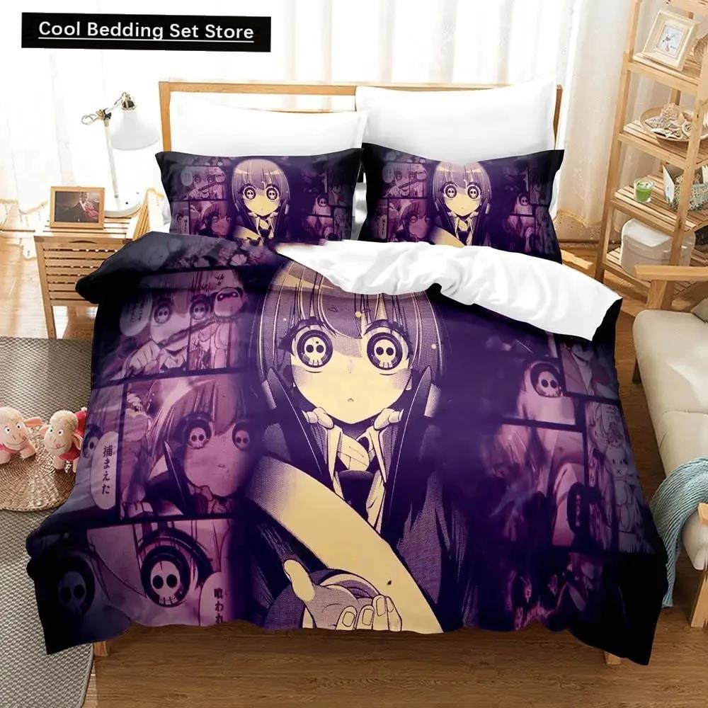 Conjunto de Cama Anime 3D Dark Gathering Capa de Edredom Conjunto de Cama Capa de Colcha Fronha Edredom Tamanho King Queen Meninos Adultos Conjunto de Cama