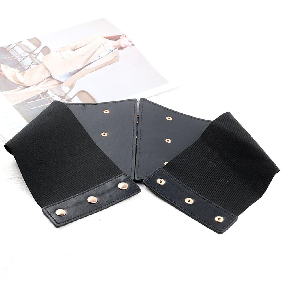 Rivet Metal Buckle Elastic Waist Strap PU Leather Cummerbund Wide Waistband Skirt Decorations