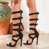 Pesstwei Neues Design Schmaler Riemen Schnalle Damensandalen Sexy Dünne Hohe Absätze Offene Zehen Reißverschluss Stripper Ballschuhe