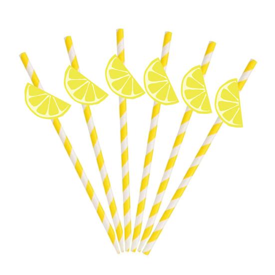20 Stück Zitrusfrüchte Papierstrohhalme, Zitrone Orange Scheiben Deko Strohhalme für Geburtstagsparty, Einwegstrohhalme für Saft Cocktails