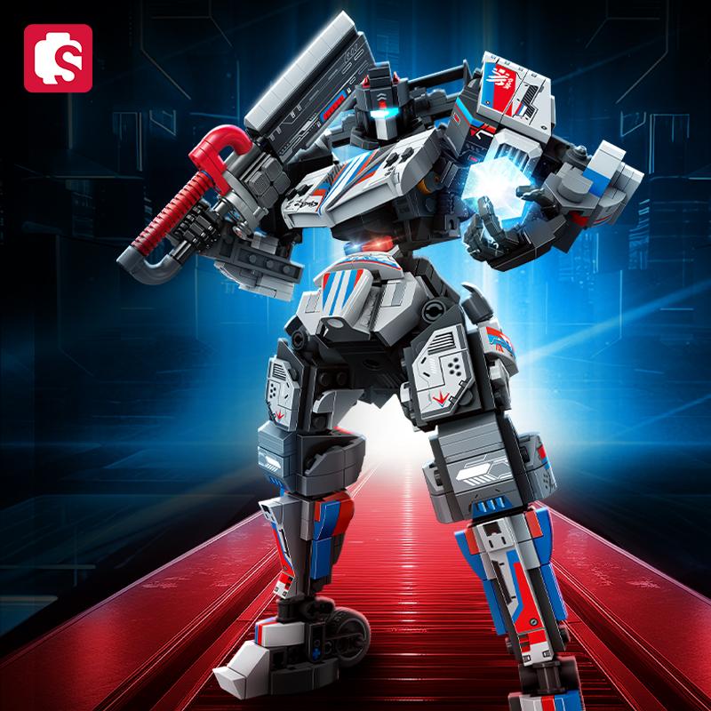 Non-Toxic Sembo Block Combined Transforming Mecha Robot Building Blocks Kits Moc Sports Car For Kids Toys Children Gifts Transforming Robot