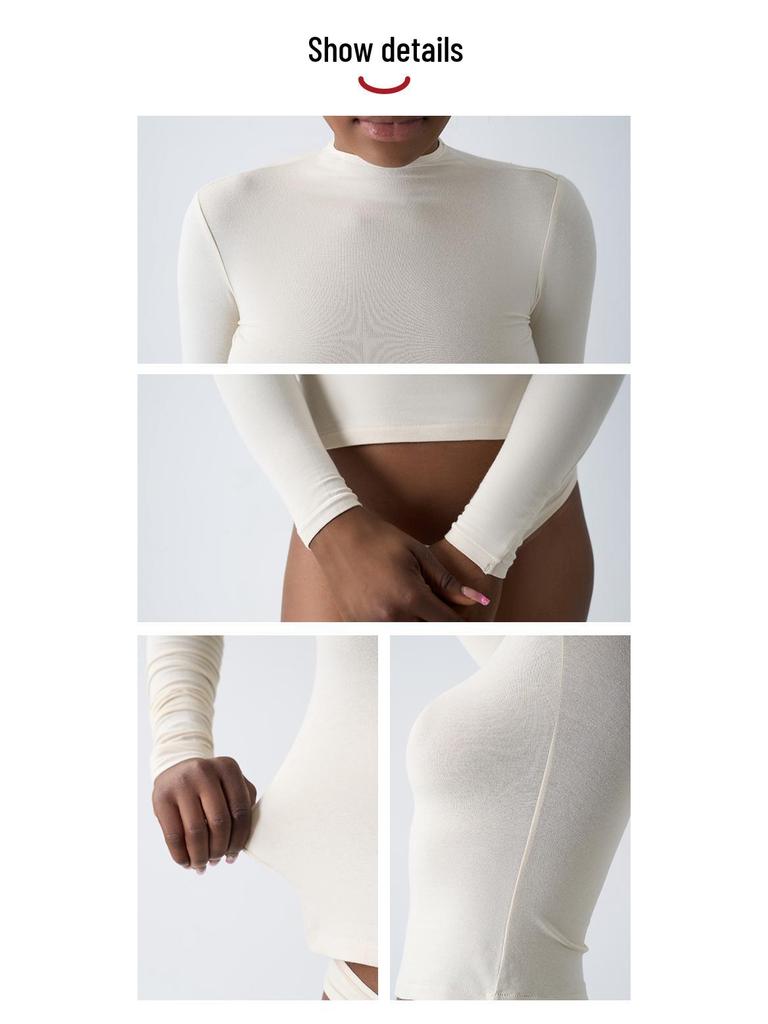 Women's Slimming Long Sleeve Yoga Top - Nude Feel, Round Neck