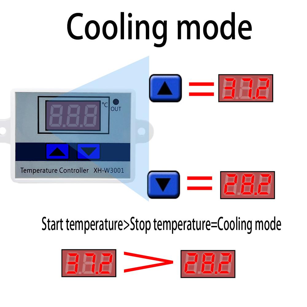 W3001 W3002 12V 24V 110V 220V LED Digital Temperature Controller Thermostat Thermometer Incubator Fridge Heating Cooling Heater