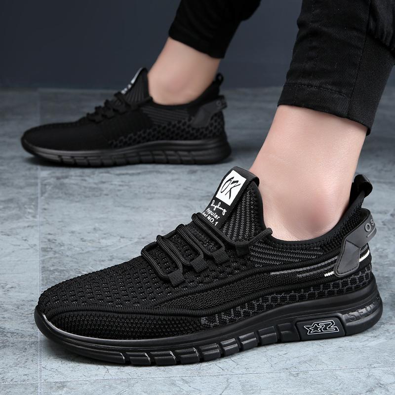 Men'S Mesh Breathable Running Shoes Lightweight Thin Sole Airy Loafers Summer Hollow Out Casual Sneakers Soft Bottom
