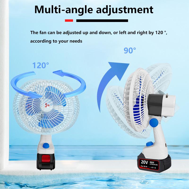 8 Inches Rechargeable Small Desktop Camping Fan Wireless Electric Fan Outdoor Portable Metal Strong Wind Fan
