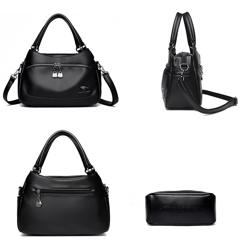 2026 New Multi Layer Large Capacity Women's Tote Bag High Quality Soft Leather Women Handbag Fashi Retro Female Shoulder Bags