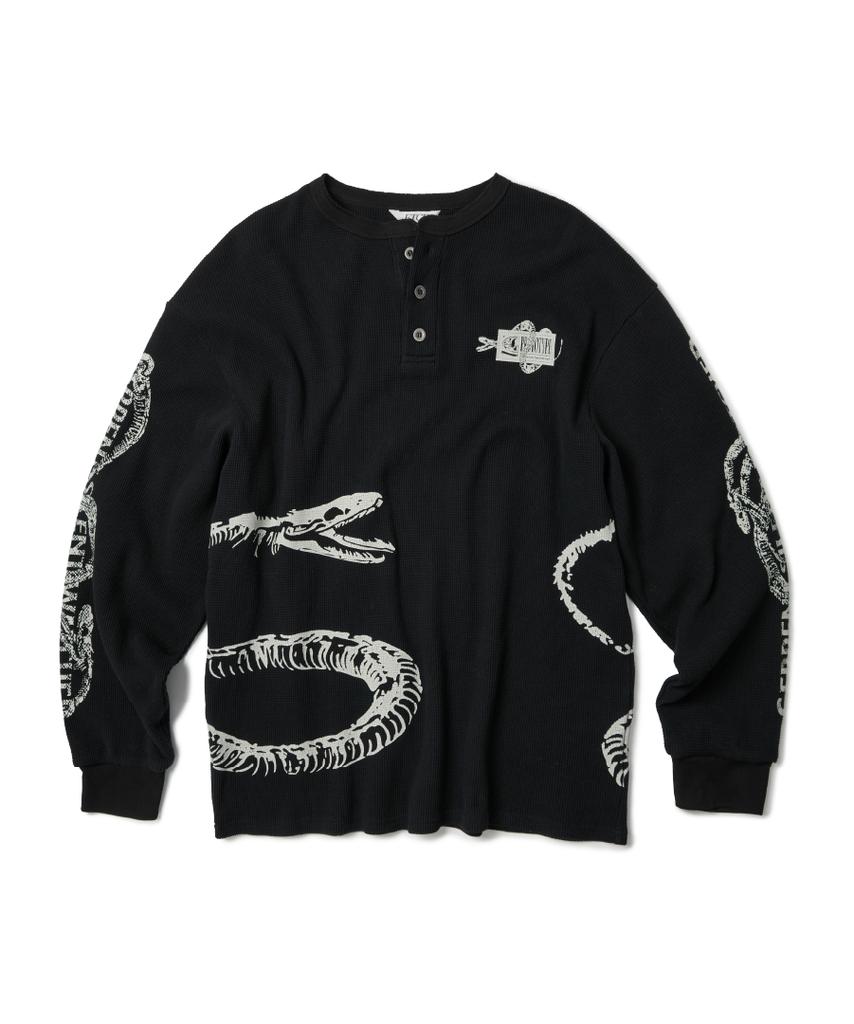 ETCE Bone Snake Henley Neck Waffle Knit (Black)
