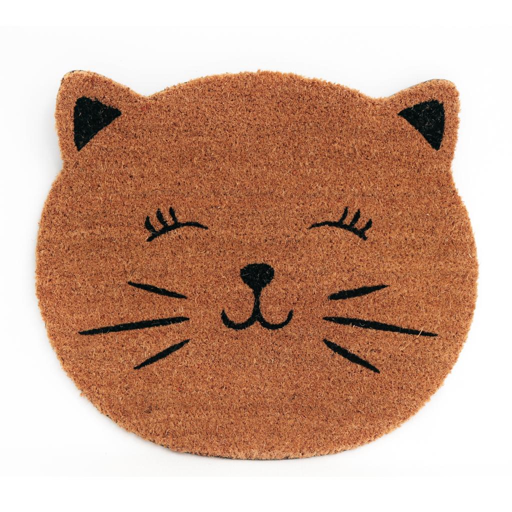 Les Trésors De Lily [A3691] - Straw Doormat 'Cats' Beige Black - 50x44 Cm